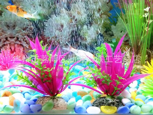 厂家直销 高仿真红色阔叶水草 水族箱造景 鱼缸装饰用品 红叶草花